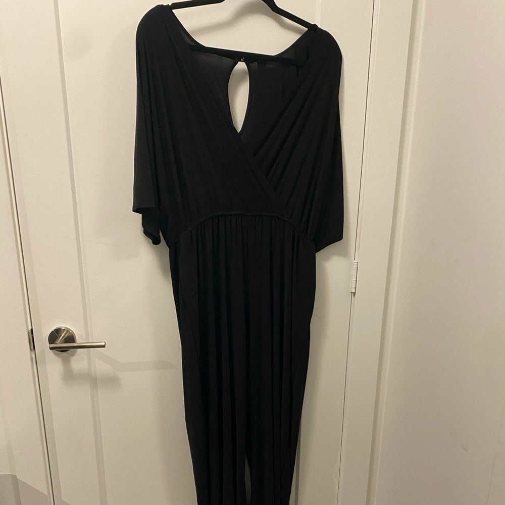 Long flowy short sleeve jumpsuit.